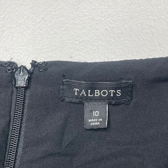 Talbots Dress Womens 10 Black Ponte 3/4 Sleeve Top Pleated Lace Skirt - Picture 11 of 15